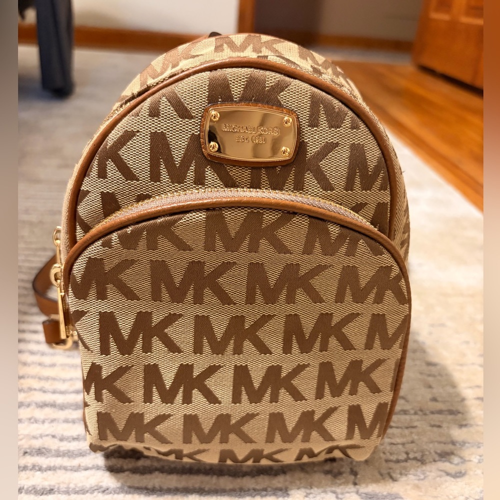 Michael Kors Brown and Tan Logo Backpack